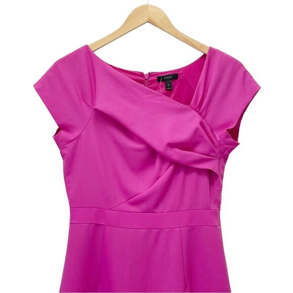 NWT J. Crew Wool Origami Sheath Dress Berry Fuchsia Career Professional Size 0 - Picture 8 of 13